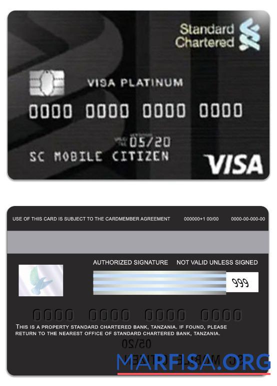 Realistic Tanzania Standard Chartered Bank visa platinum credit card sample
